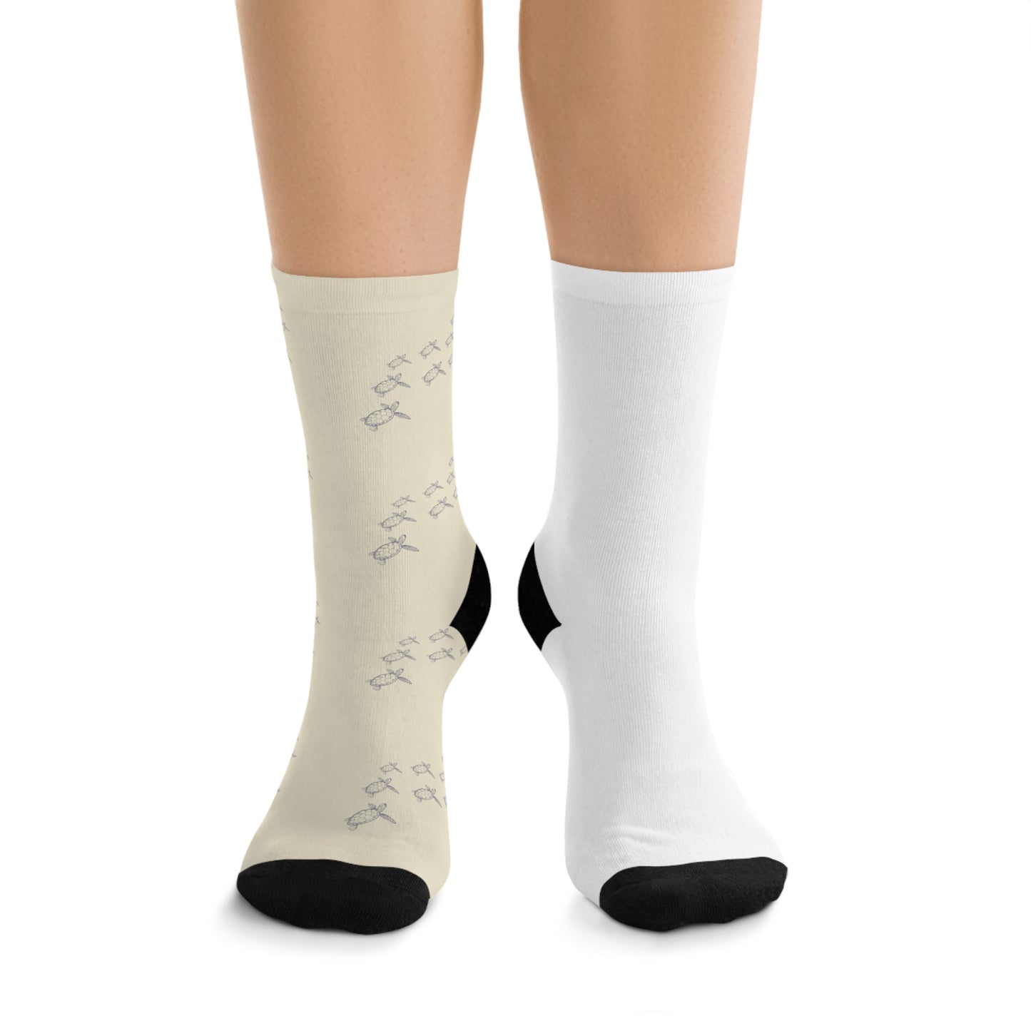Sea Turtle Hatchlings Recycled-Poly Crew Socks